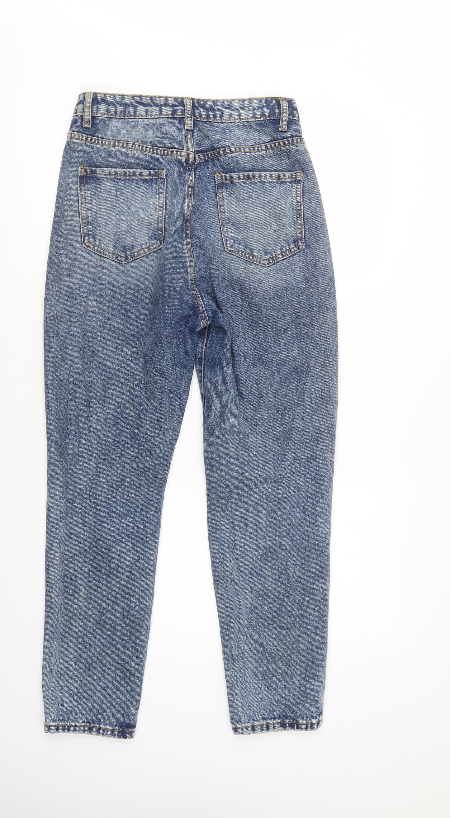 SheIn Womens Blue  Cotton Boyfriend Jeans Size S L29 in Regular Button