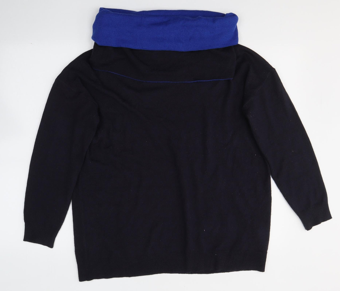 M&Co Womens Blue  Acrylic Jersey Blouse Size 14 Roll Neck