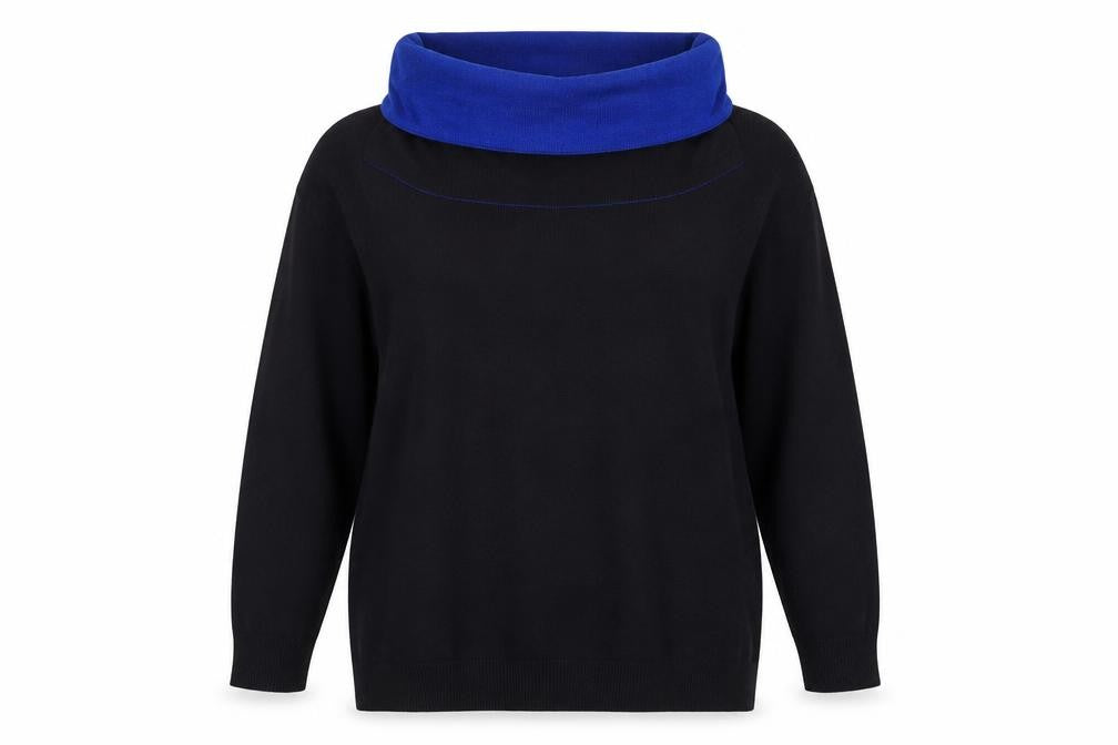 M&Co Womens Blue  Acrylic Jersey Blouse Size 14 Roll Neck