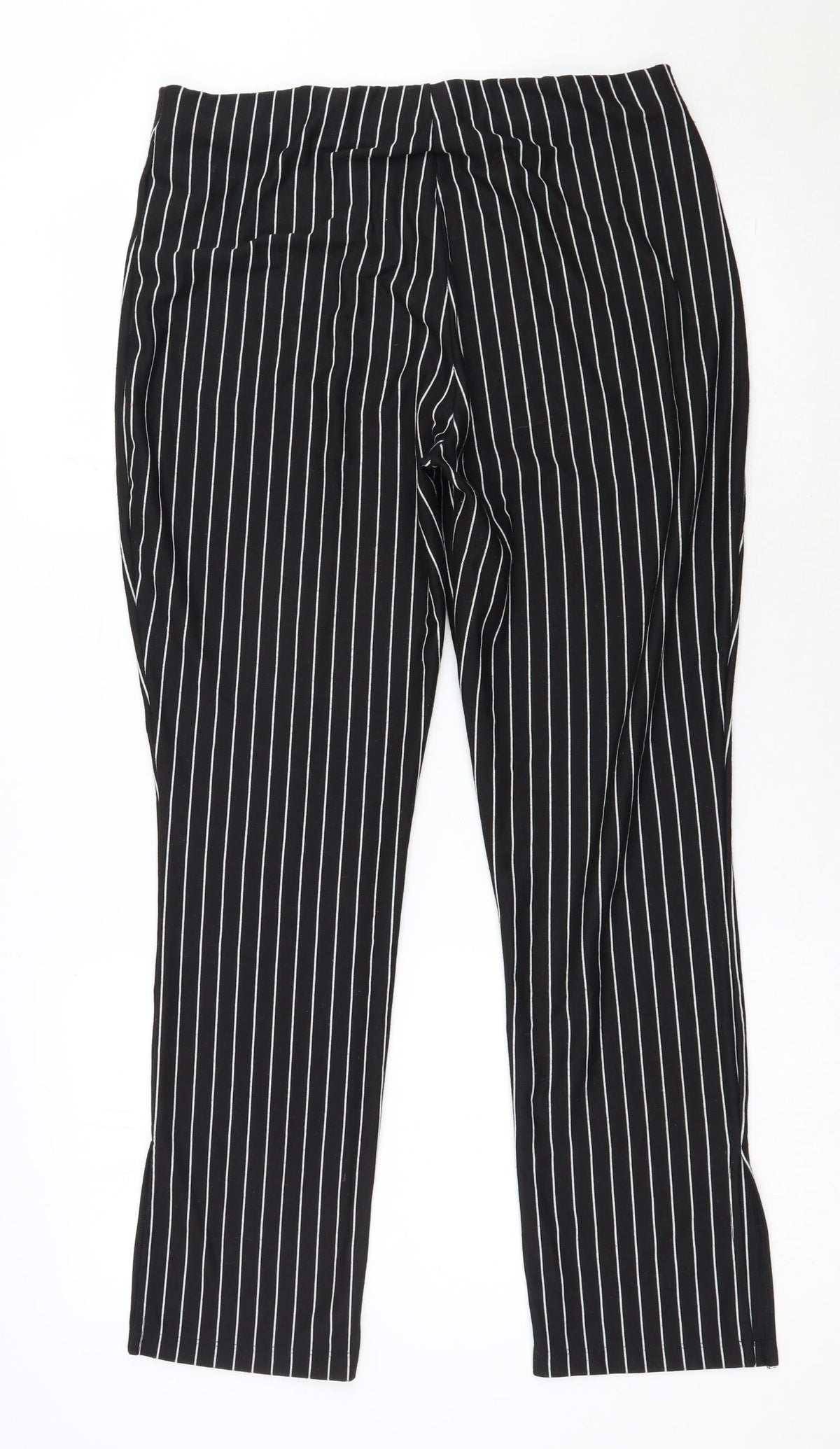 Zara Womens Black Striped Polyester Trousers  Size XL L27 in Regular