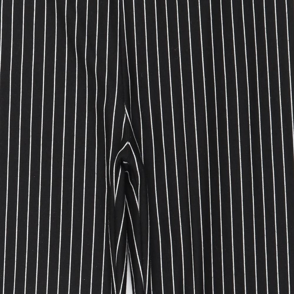 Zara Womens Black Striped Polyester Trousers  Size XL L27 in Regular
