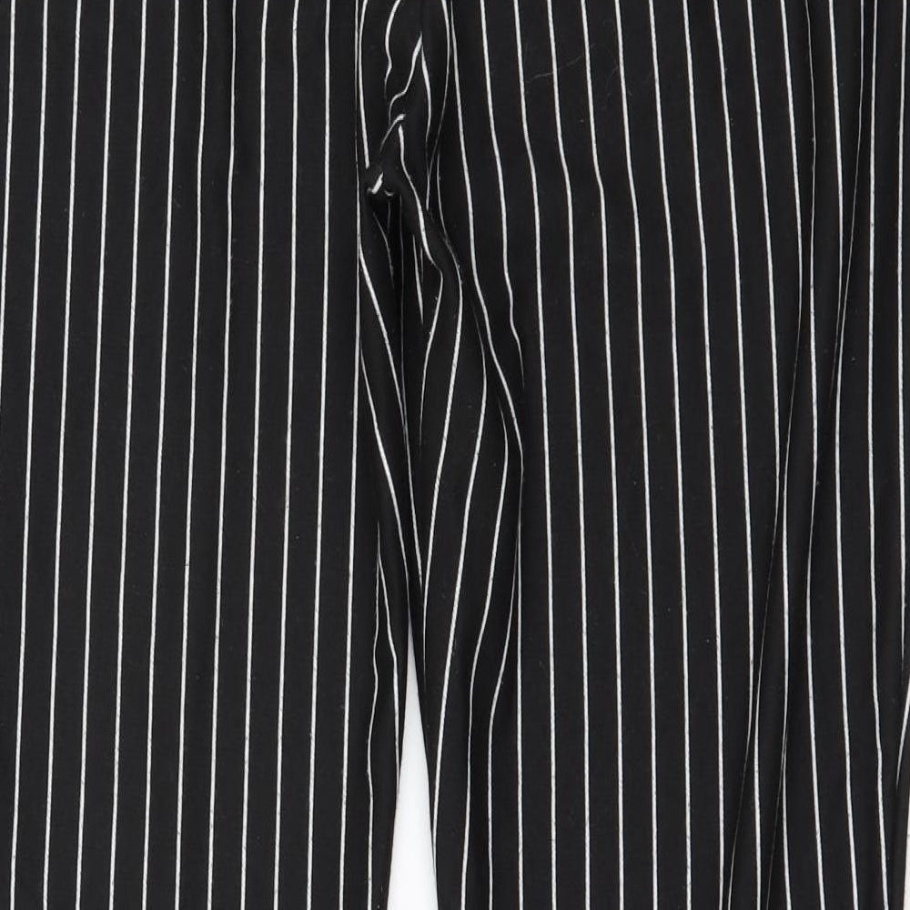 Zara Womens Black Striped Polyester Trousers  Size XL L27 in Regular