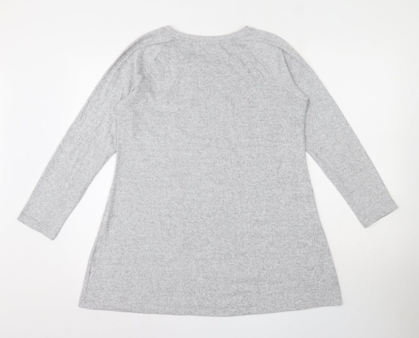 Marks and Spencer Womens Grey Round Neck  Polyester Pullover Jumper Size 14