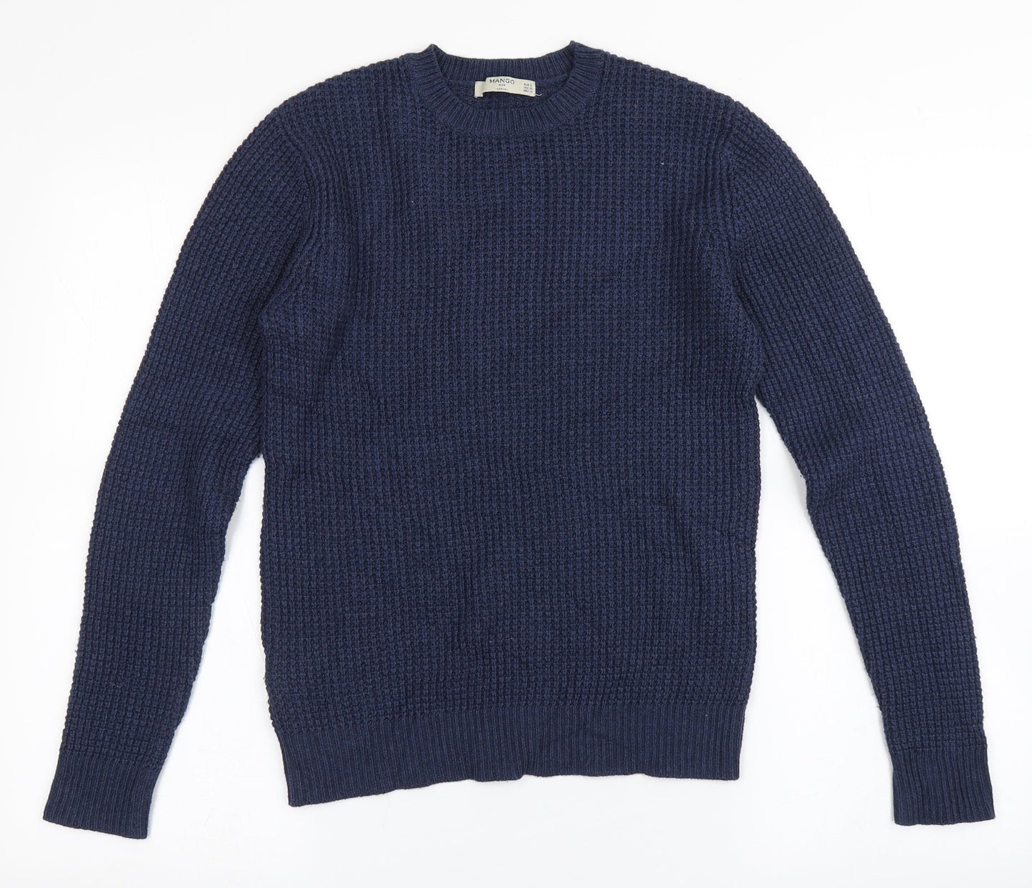Mango Womens Blue Round Neck  Viscose Pullover Jumper Size S