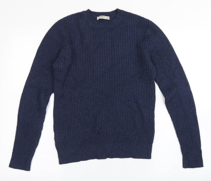 Mango Womens Blue Round Neck  Viscose Pullover Jumper Size S