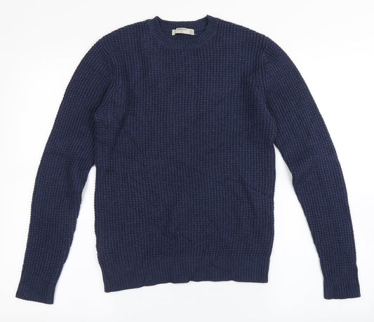 Mango Womens Blue Round Neck  Viscose Pullover Jumper Size S
