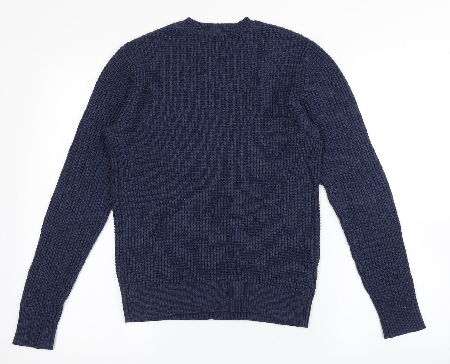 Mango Womens Blue Round Neck  Viscose Pullover Jumper Size S