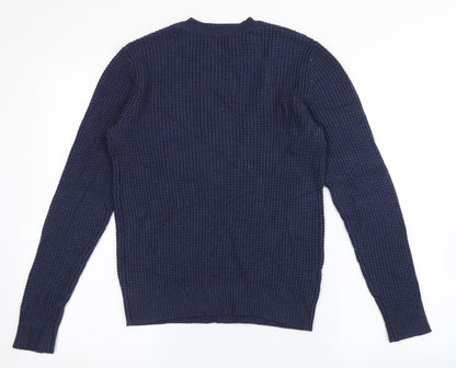 Mango Womens Blue Round Neck  Viscose Pullover Jumper Size S