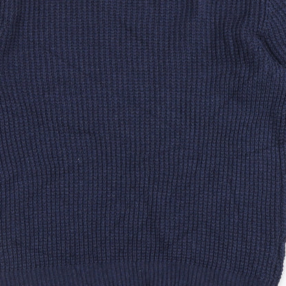 Mango Womens Blue Round Neck  Viscose Pullover Jumper Size S