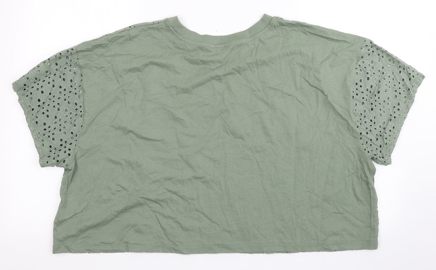 Miss Selfridge Womens Green  100% Cotton Cropped Polo Size L Round Neck