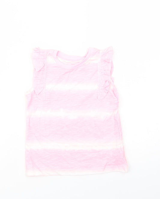 Dunnes Girls Pink Batik Cotton Basic Tank Size 4-5 Years Crew Neck Pullover