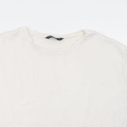 Dunnes Womens White  Polyester Basic Blouse Size L Crew Neck