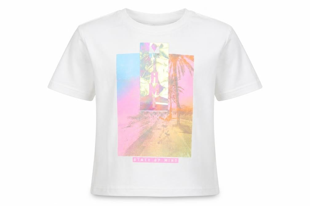 NEXT Girls White  Cotton Basic T-Shirt Size 3 Years Crew Neck Pullover - Miami