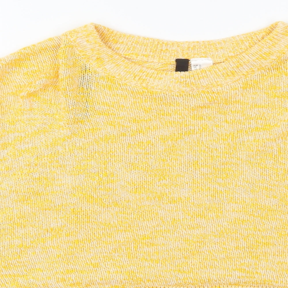 H&M Womens Yellow Round Neck  Cotton Pullover Jumper Size M