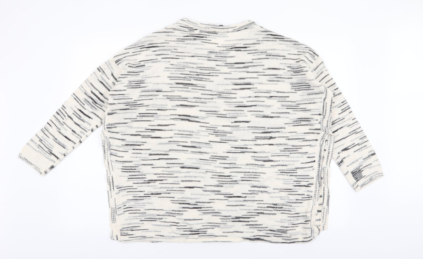 H&M Womens Ivory Round Neck Striped Acrylic Pullover Jumper Size M