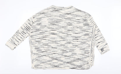 H&M Womens Ivory Round Neck Striped Acrylic Pullover Jumper Size M
