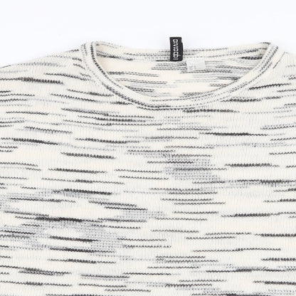 H&M Womens Ivory Round Neck Striped Acrylic Pullover Jumper Size M