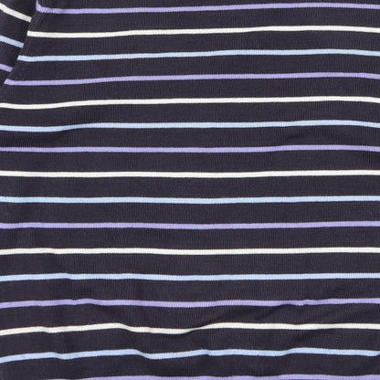 Berkertex Womens Blue Round Neck Striped Acrylic Pullover Jumper Size 10