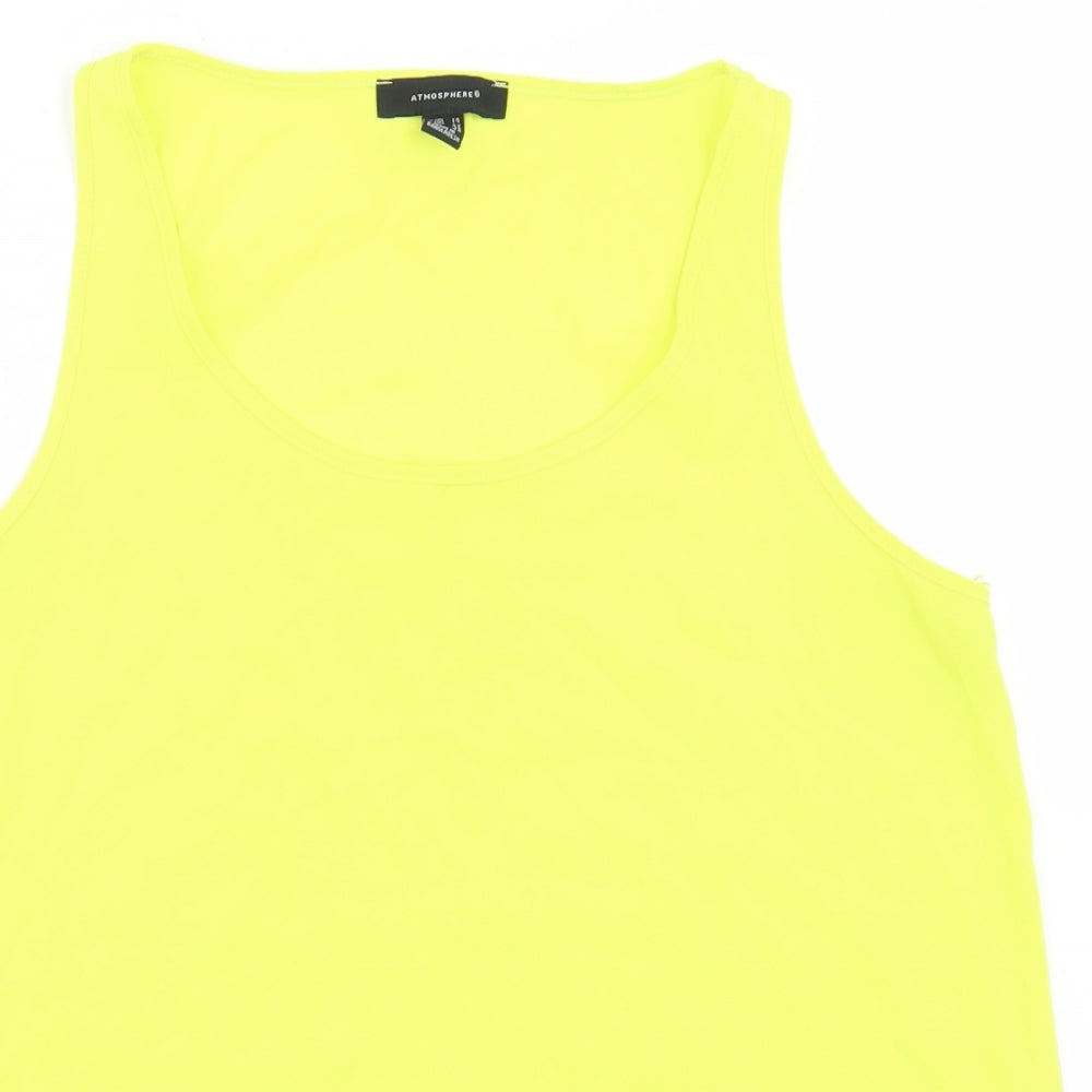 Primark Womens Yellow  Polyester Basic Blouse Size 14 Round Neck
