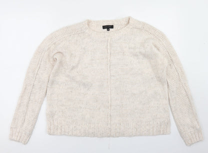 New Look Womens Beige Round Neck  Acrylic Pullover Jumper Size 10