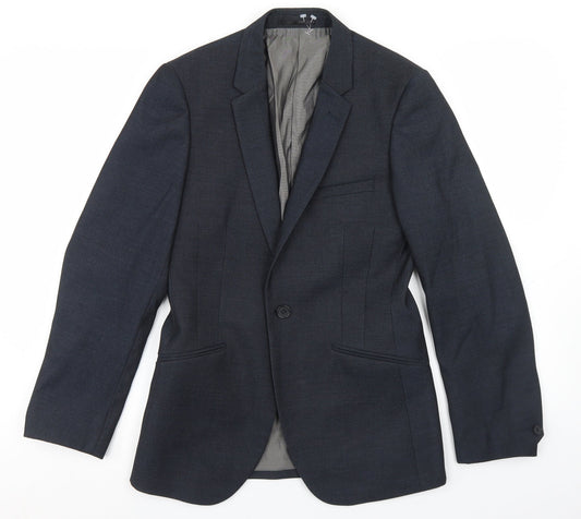 OneSix5ive Mens Blue  Polyester Jacket Blazer Size 34