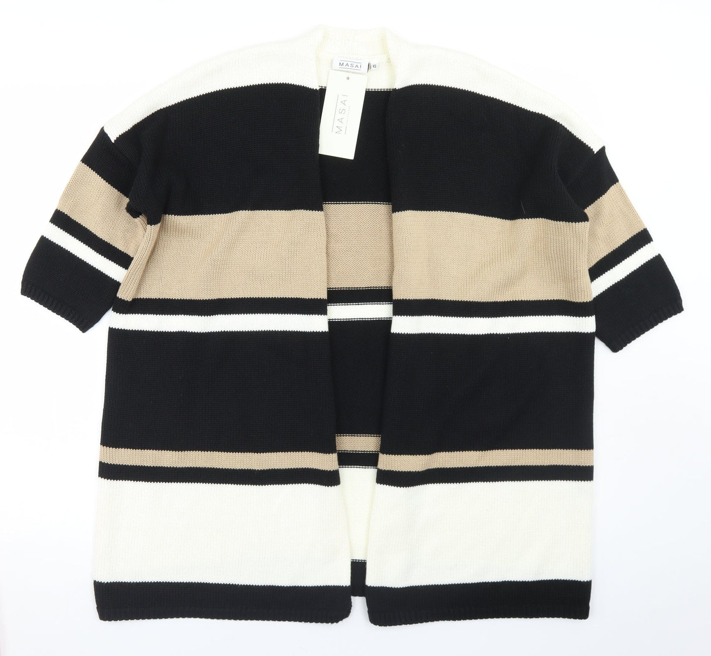 Masai Womens Multicoloured Round Neck Striped Acrylic Cardigan Jumper Size XS