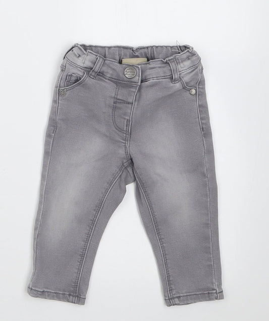 NEXT Girls Grey  Cotton Capri Jeans Size 6-9 Months  Button