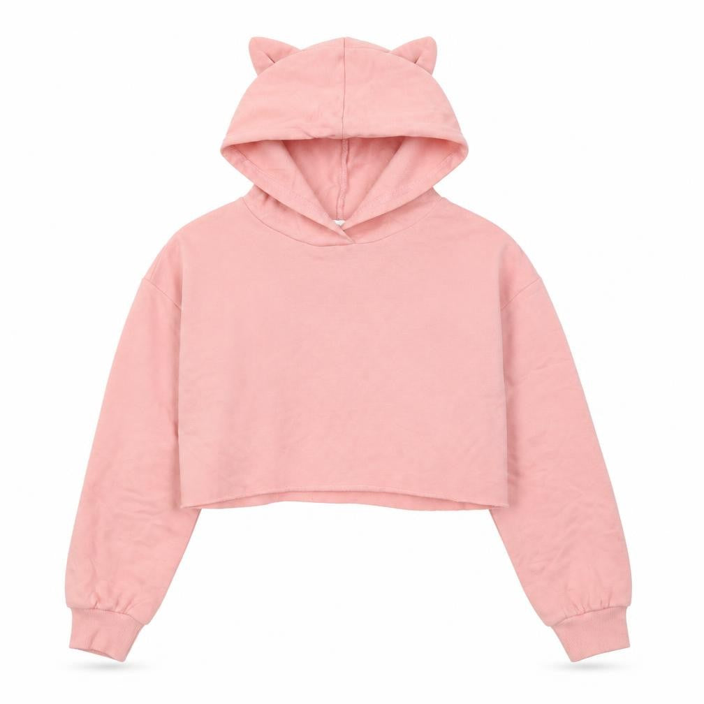 SheIn Girls Pink  Cotton Pullover Hoodie Size 10 Years  Pullover - Cropped