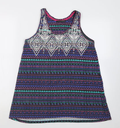 Preloved Atmosphere Womens Multicoloured Geometric Polyester Basic Tank Size 6 Scoop Neck - Front