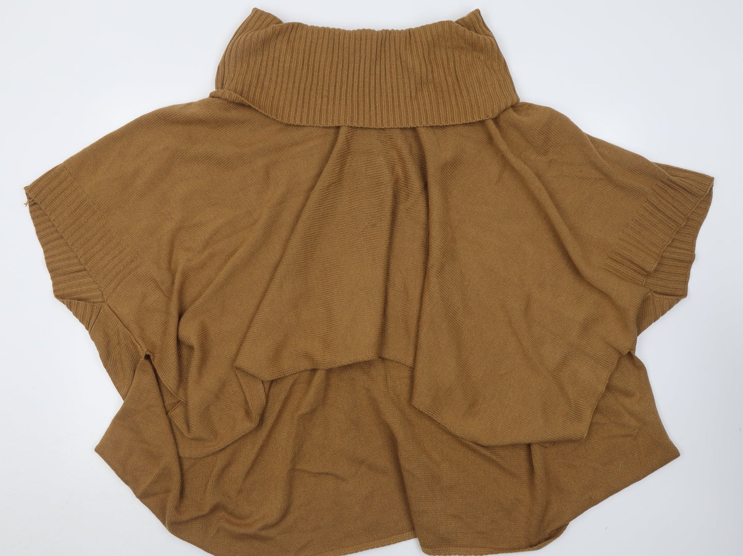 h7m Womens Brown Roll Neck  Acrylic Cape Jumper One Size