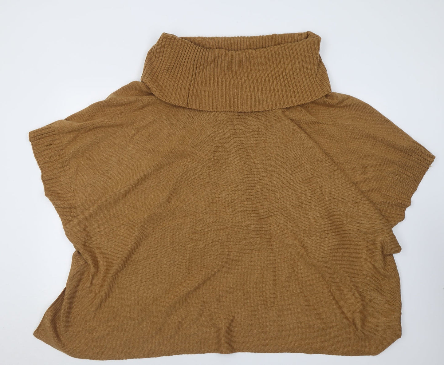 h7m Womens Brown Roll Neck  Acrylic Cape Jumper One Size