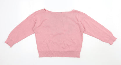 PRETTYLITTLETHING Womens Pink Boat Neck  Acrylic Pullover Jumper Size S