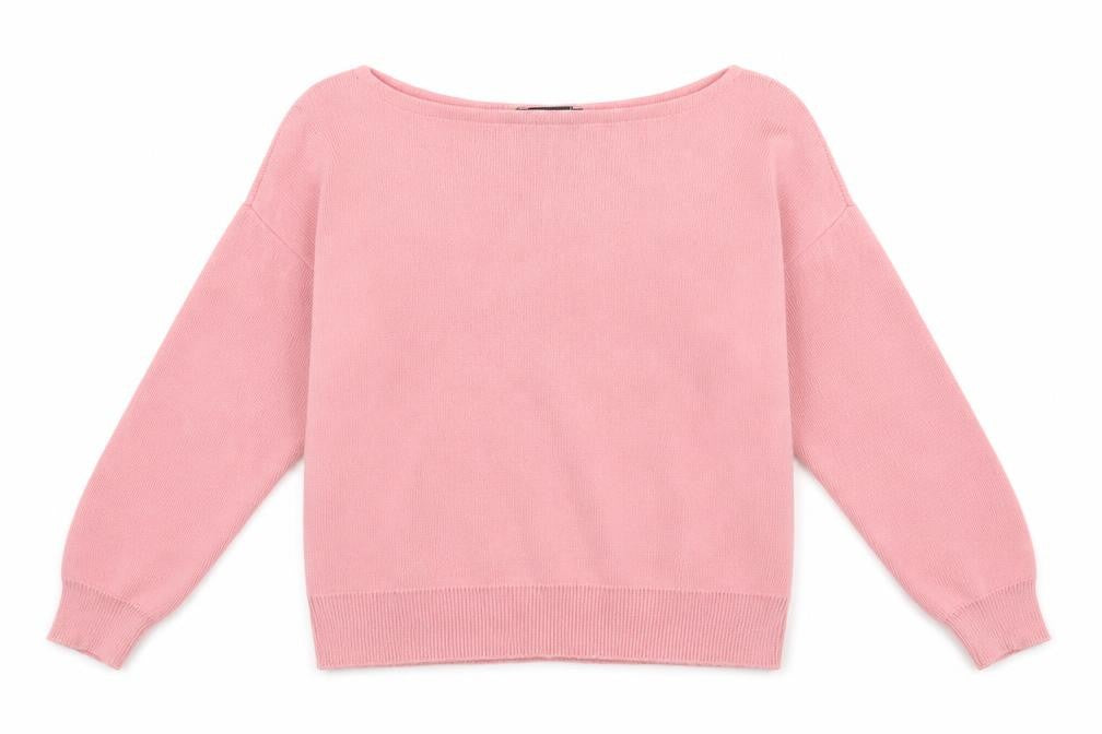 PRETTYLITTLETHING Womens Pink Boat Neck  Acrylic Pullover Jumper Size S