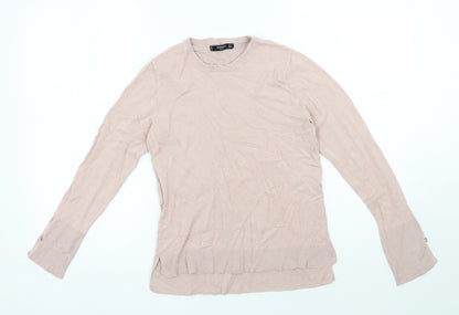 Mango Womens Pink Round Neck  Polyester Pullover Jumper Size 8