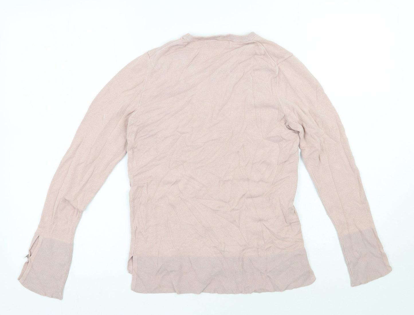 Mango Womens Pink Round Neck  Polyester Pullover Jumper Size 8