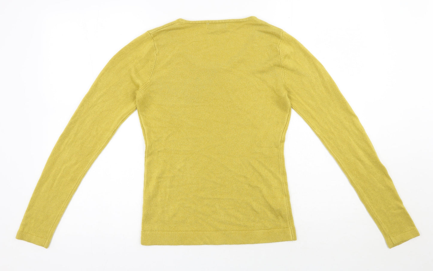 Papaya Womens Yellow Round Neck  Acrylic Pullover Jumper Size 8