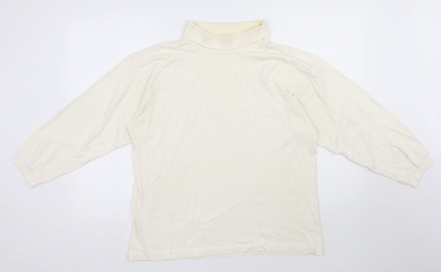 Para Womens Ivory  Cotton Basic T-Shirt Size M Roll Neck