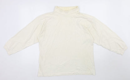 Preloved Para Womens Ivory  Cotton Basic T-Shirt Size M Roll Neck - Front