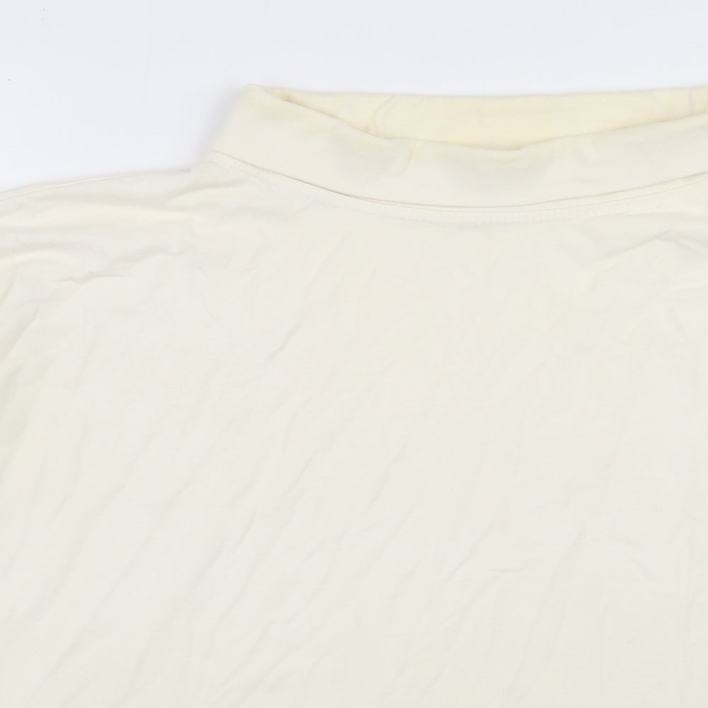 Para Womens Ivory  Cotton Basic T-Shirt Size M Roll Neck