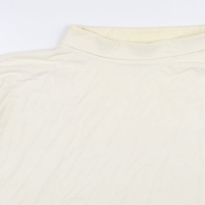 Preloved Para Womens Ivory  Cotton Basic T-Shirt Size M Roll Neck - Detail
