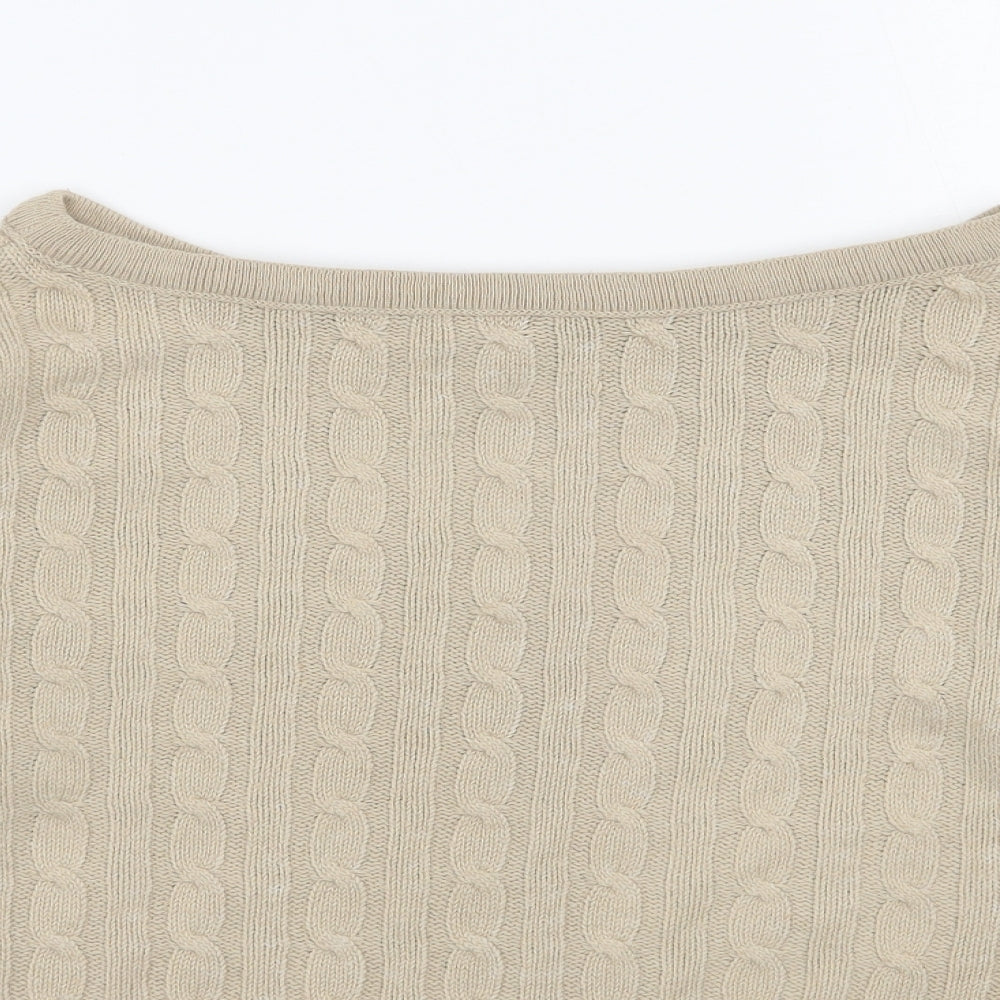 Rebellious  Womens Beige Boat Neck  Polyester Pullover Jumper Size S   - Cropped
