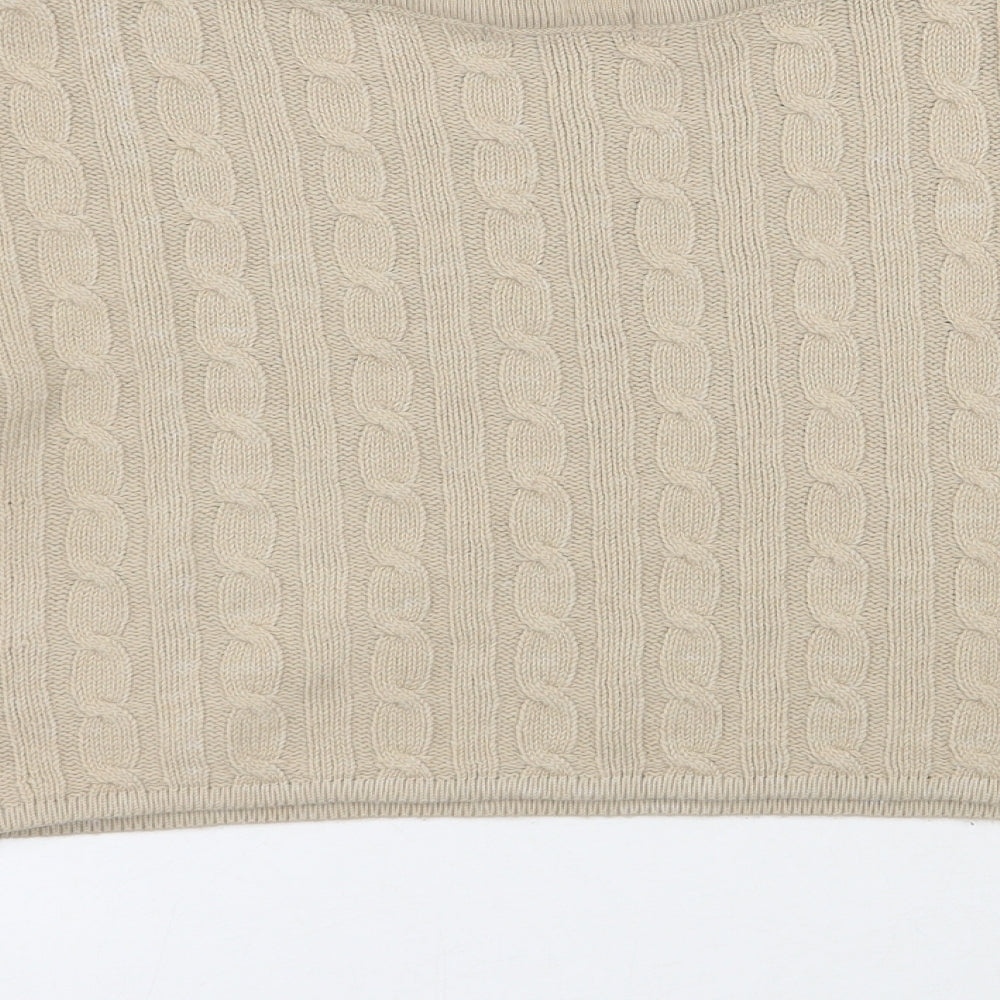 Rebellious  Womens Beige Boat Neck  Polyester Pullover Jumper Size S   - Cropped