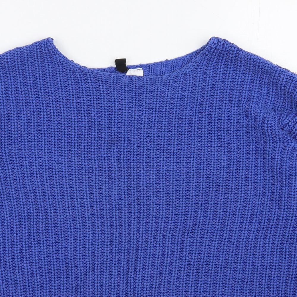 H&M Womens Blue Round Neck  Cotton Pullover Jumper Size 6