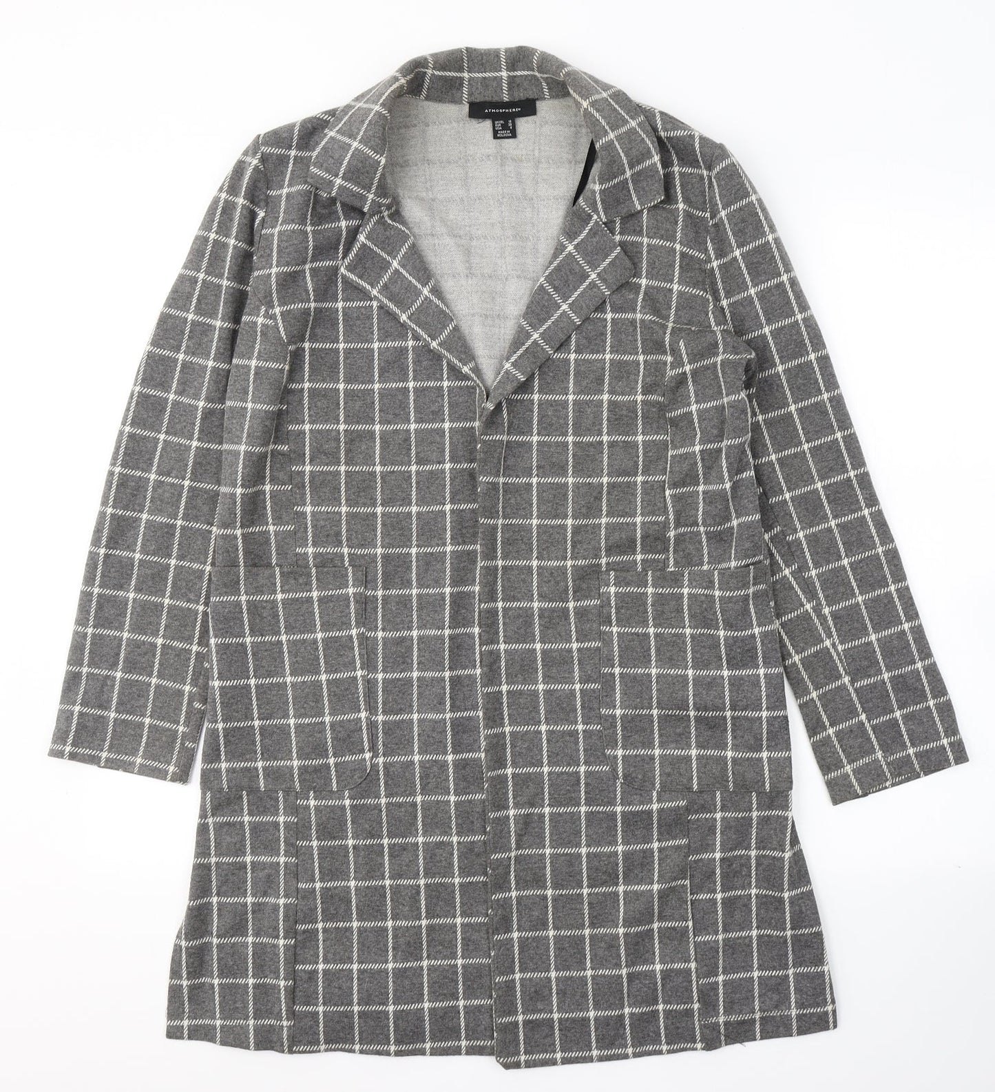Atmosphere Womens Grey Plaid  Jacket Blazer Size 10