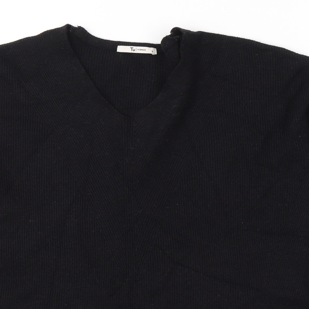 TU Womens Black Round Neck  Viscose Pullover Jumper Size 8