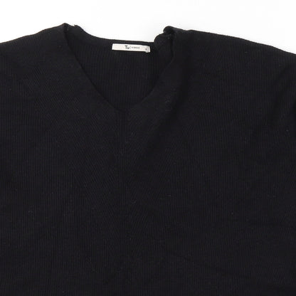 Tu Womens Black Round Neck  Viscose Pullover Jumper Size 8