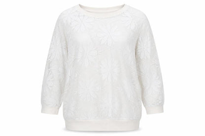 Atmosphere Womens White Floral 100% Polyester Pullover Sweatshirt Size 12