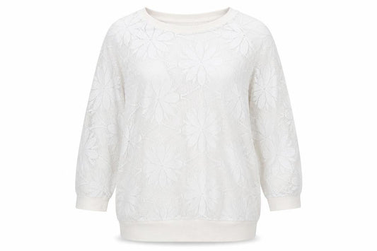 Atmosphere Womens White Floral 100% Polyester Pullover Sweatshirt Size 12