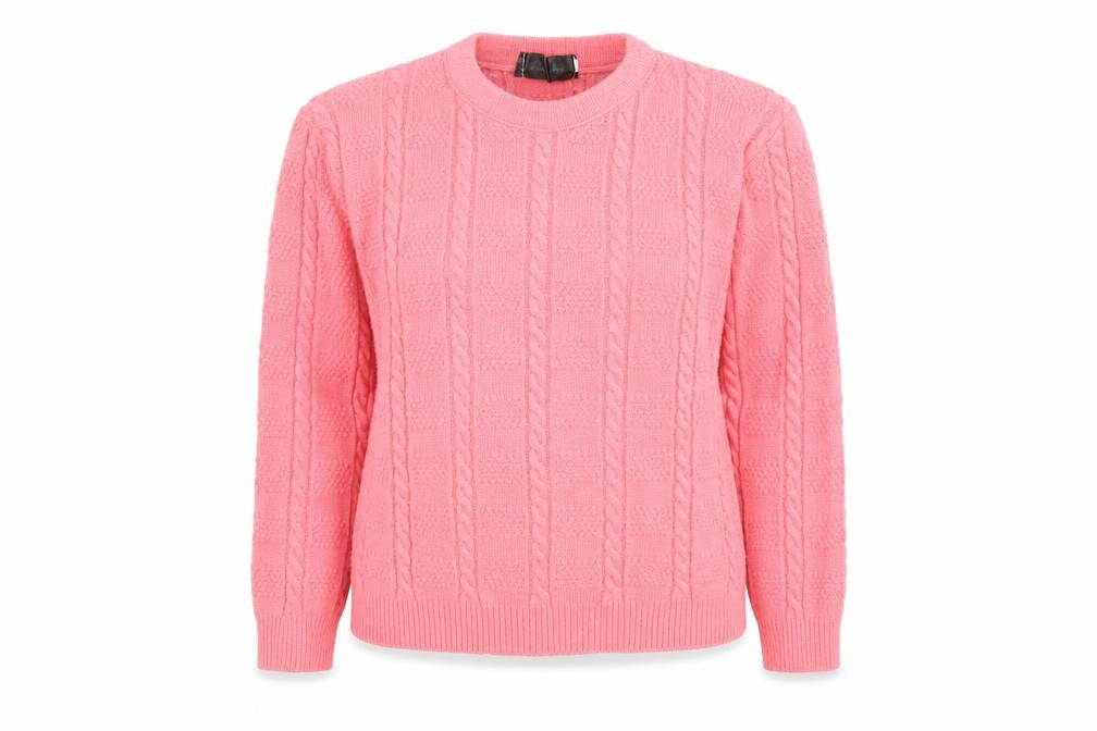 New Choice Womens Pink Crew Neck  Acrylic Pullover Jumper Size S