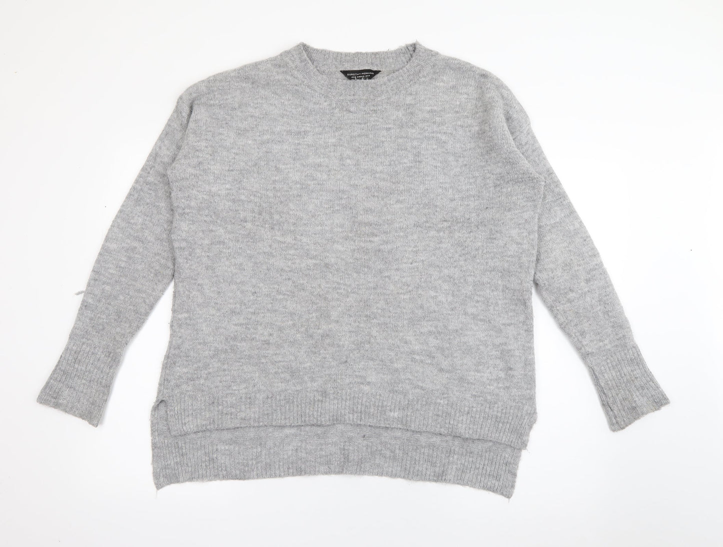 Dorothy Perkins Womens Grey Crew Neck  Acrylic Pullover Jumper Size 14
